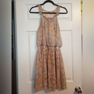 Elegant Floral Sleeveless Dress with built-in satin slip